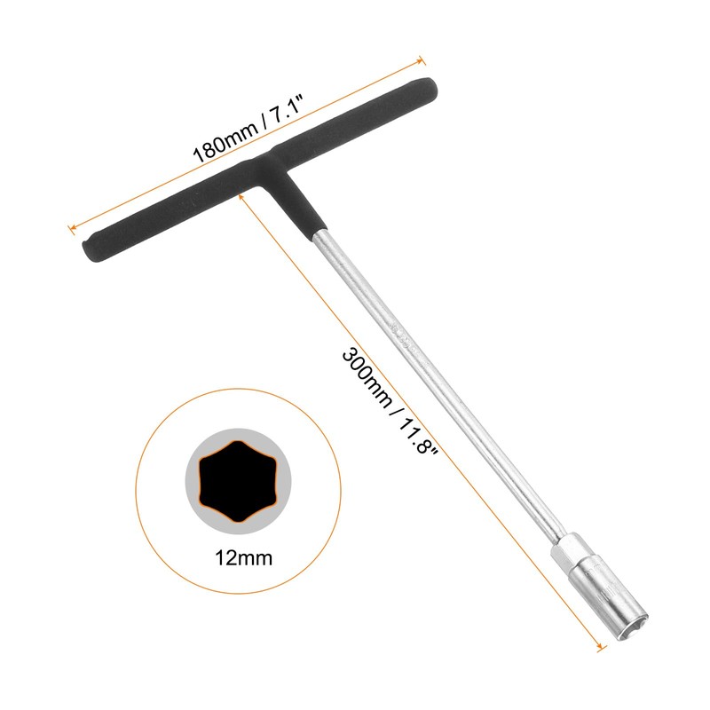 HARFINGTON T-Handle Metric Socket Wrench 12mm CR-V 6-Point Hex Hexagon