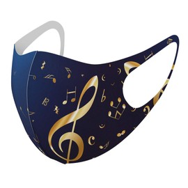 Smakore 003384 Design Mask, Set of 2, Polyester, Washable, Cloth Mask, Unisex, Other Cool, Unique, Music, Music Notes, Blue