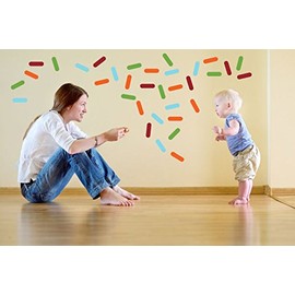 Confetti Wall Sticker Shapes Party Decorating Wall Décor Red Orange Lime Green & Geyser Blue