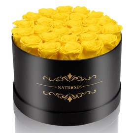 NATROSES Gifts for Her 27 Piece Forever Preserved Roses in a Box, Preserved Flowers for Delivery Birthday, Flowers Gifts for Mothers Day, Yellow