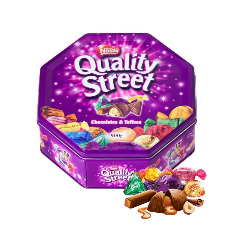 Nestle Quality Street Assorted Chocolate Decorative Metal Tin, 2lb