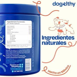 Dogelthy Skin & Coat. Suplemento para Piel y Pelaje para Perro Hecho a Base de Aceite de Pescado, Vitamina C/E, Complejo B, Zinc y más. Complemento para Croquetas o Dieta Barf Sabor Pescado 270g