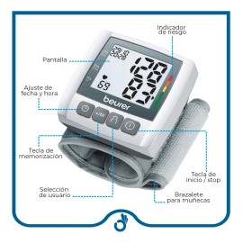 Medidor De Presin Arterial De Mueca Beurer Bc30 Gris Gris                                                                                             