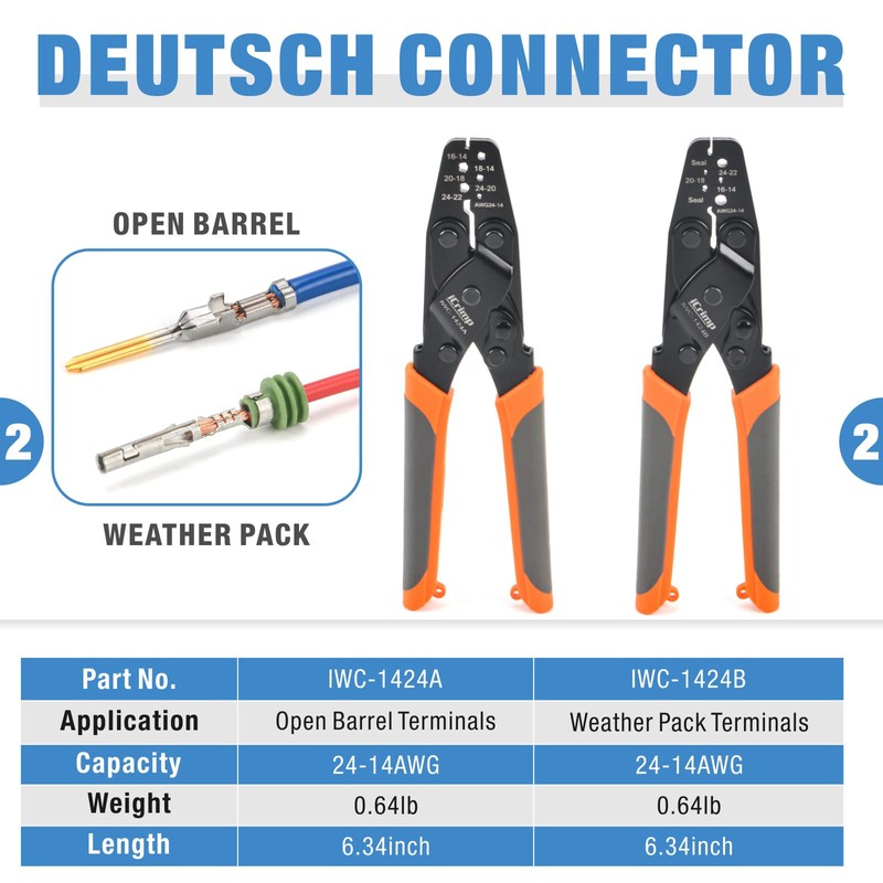 iCrimp Deutsch Terminal Crimp Tool Kit, Close Barrel and Open