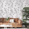 Amiya Black and White Floral Wallpaper Peel and Stick Modern