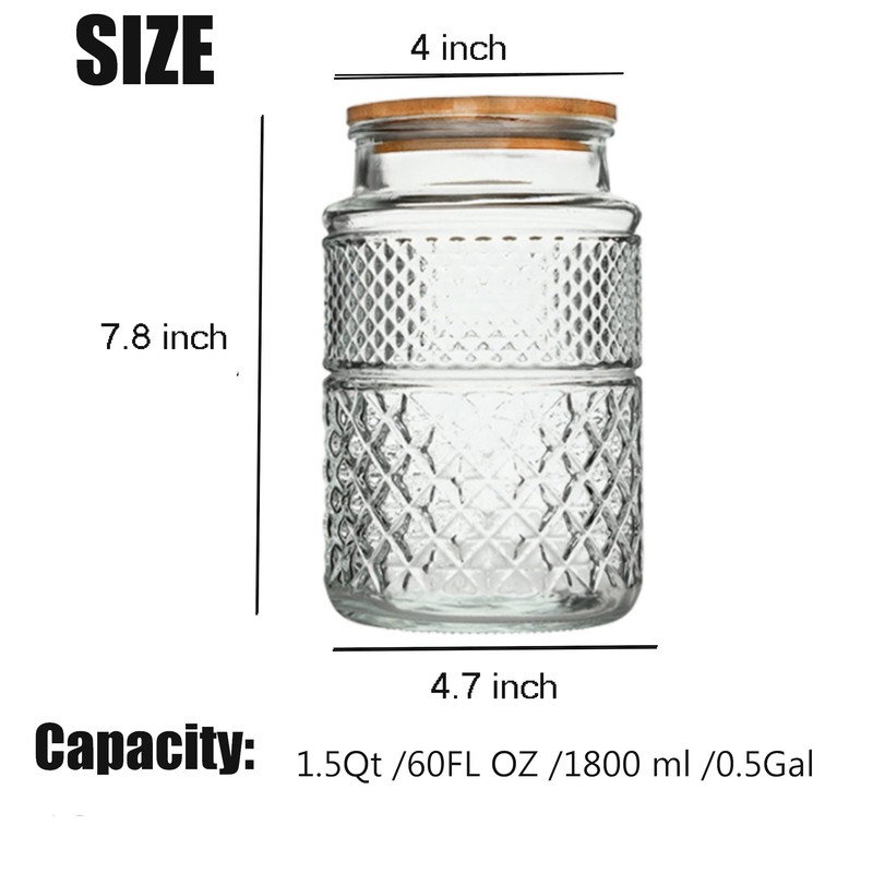 Large Glass Storage Jar, 60 FL OZ Glass Food Storage