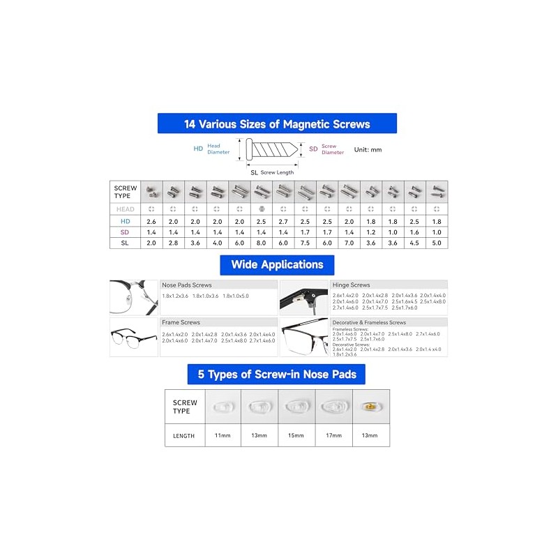 HQVOIC Kit de herramientas de reparación de gafas magnéticas todo