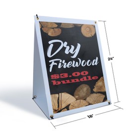 Dry Firewood $3.00 a Bundle Sidewalk Sign 18 Inch x 24 Inch A-Frame Images On Both Sides | Affordable Pricing, Seasonal Necessities, Durable Display | Made in USA