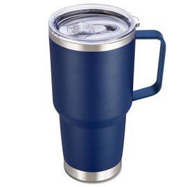 Cool Yoleb 30 oz Tumbler with Handle and Lid, Stainless Steel Tumblers Double Wall Vacuum Insulated Travel Mug Leak Proof Cup Keep Drinks Cold and Hot Navy, 1 Pack