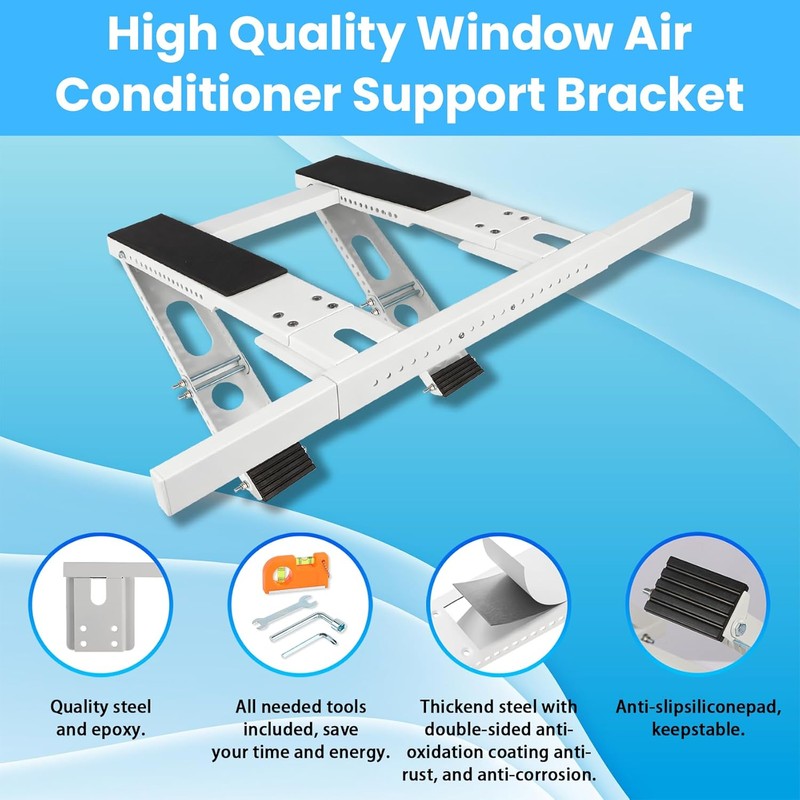 No-Drill Window AC Bracket, Heavy Duty Adjustable Air Conditioner Support