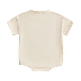 Licupiee Baby Boy Girl Baseball Romper Newborn Bow Basketball Rompers Summer Casual Short Sleeve Embroidery Golf Bodysuits (Apricot Baseball, 0-3 Months)