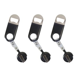 Retractable Flat Beer Bottle Opener with Belt Clip for Bartenders,Waiter (Black 3-Pack)