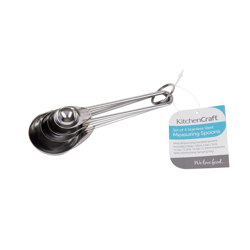 KitchenCraft KCMEASUREDL Measuring Spoon Set Stainless Steel, 4 Piece