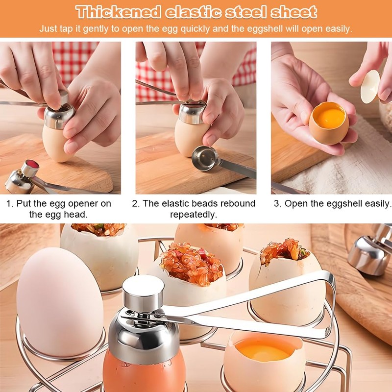 WZHHDM Egg Cups 4Pcs With 1Egg Opener & 1Egg Beater,