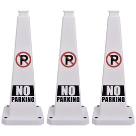 OrangeStar 3-Pack 28" No Parking Cones, Large 4-Sided Traffic Cones with Heavy Rubber Base for Parking Lot Control, Safety, Driveway | Indoor Outdoor Use
