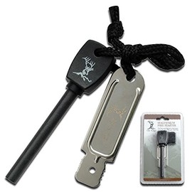 Elk Ridge - Outdoors Fire Starter - Includes Magnesium Flint with Orange Handle and Striker - Hunting, Camping, Survival - ER-153OR