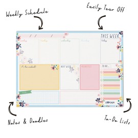 Pukka Pads Weekly Planner Pad, Ditzy Floral, Pack 6
