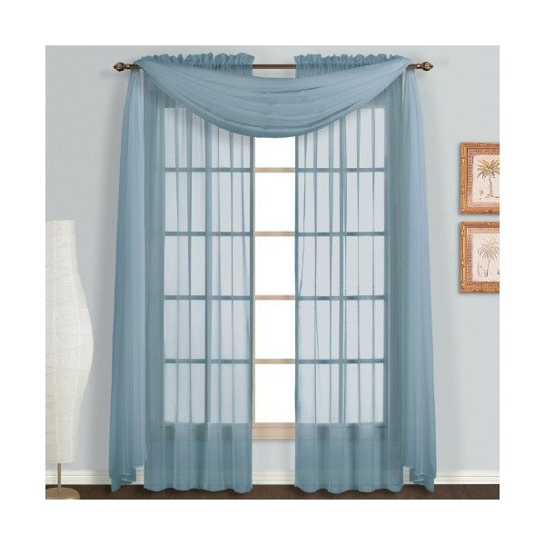 Luxury Discounts 3 Piece Sheer Voile Curtain Panel Drape Set