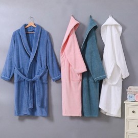 Soft microfiber couple shower gown, bath towel, indoor pajamas Set M/Deep Gray