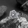 Mens Runic Viking Hexagon Finger Rings Retro Nordic Compass Charms
