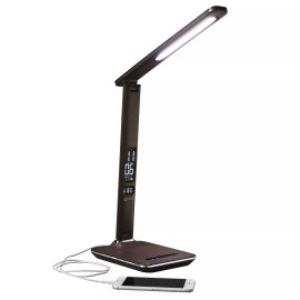 OttLite Wellness Series LED Desk Lamp With Clock & USB Charging
