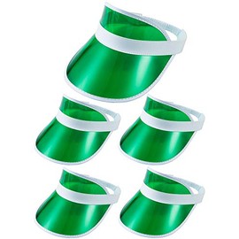 5 Pack Sun Visor Hats Clear Bachelor Party Outdoor Beach Sports Travel Running Retro Travel Golf Trip Sunhat Reflective Vsiors Cap (Clear,Green)