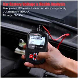 2025 for FOXWELL BT100 PRO 12V DC Car Battery Tester Analyzer Diagnostic Tools for Flooded AGM GEL 100 1100 CCA 200AH 1-YearScreen Size: 128 * 64 pixels, Power Source: Corded Electric