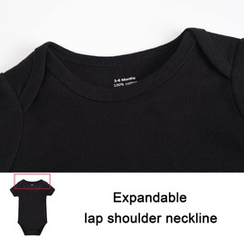 kavkas Baby Romper Short Sleeve Soft Cotton Onesie Vests 3 Pack 0-24 Months, black, 3-6 months