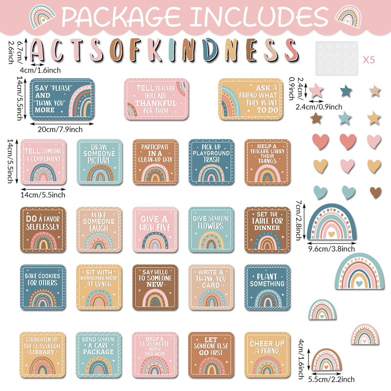 QOUBAI Random Acts of Kindness Classroom Bulletin Board Decorations Boho