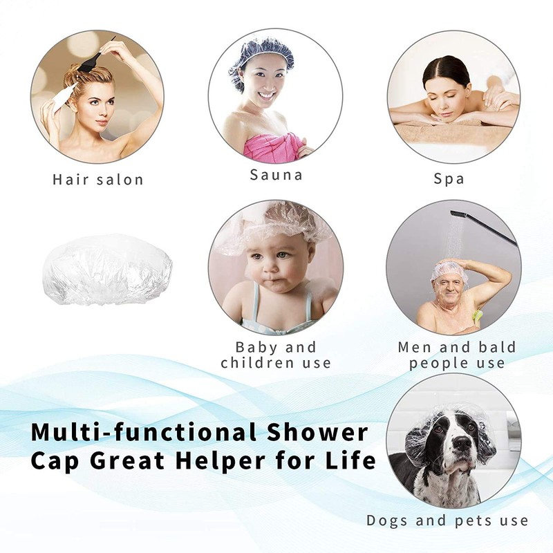 30pcs Disposable Shower Caps-Multi-Purpose Thickening Elastic Bath Cap Plastic Waterproof