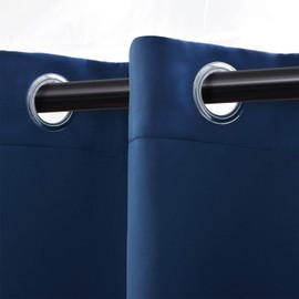 Superior Solid Blackout Collection 2 Panels Room Darkening Curtains, 52" x 63", Navy Blue, 2 Piece