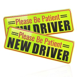 Ziciner 2 PCS Student Driver Magnet for Car, Reflective New Driver Vehicle Safety Signs, Please Be Patient Student Driver Magnet Decals, Beginner Safety Warning Bumper Magnet Signs (Style 7)