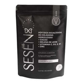 SESĒN | Colágeno Black Grass Fed 225g | Colágeno + Cacao + Melena de León + Vitaminas C D3 E K1 + Zinc | Sin Gluten | Suplemento