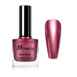 KYDA Burgundy Red Metallic Nail Polish, Bright Metal Mirror Nail Polish, Lasting High Shine Finish Nail Art Polish, Gorgeous Reflective Manicure Nail Lacquers, 0.26 fl oz, #07