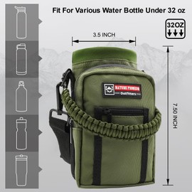 NATURE PIONEOR Insulated Water Bottle Holder with Shoulder Strap for 32OZ Sports Water Jugs Bottles, Carrier/Pouch Sleeve for Outdoor Camping, Hiking,Gym