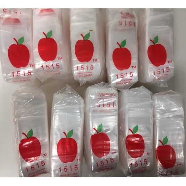 10,000 1.5x1.5 2mil Apple Brand Clear Resealable Bags 1.5 1.5" X 10000 1515 Baggies