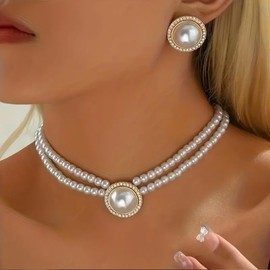 Pearl Necklace for Women Pearl Choker Necklace Wedding Jewelry Set Dainty Jewelry Trendy Christmas Gifts Stocking Stuffers