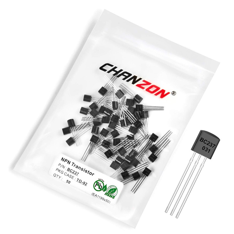 Chanzon BC237 TO-92 NPN Transistor 0.1 A, Pack of 50