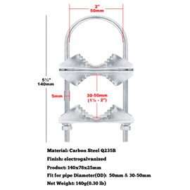 6 Sets Double Antenna Mast Clamp,Fit 2" and 1⅛"-2" OD Galvanized Pipe,Pole to Pole Mast Mount V Jaw Block with U Bolts Anti-Rust