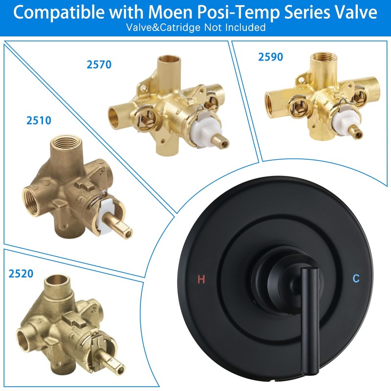 Replacement for Moen Shower Faucet Trim Kit, High Pressure Dual