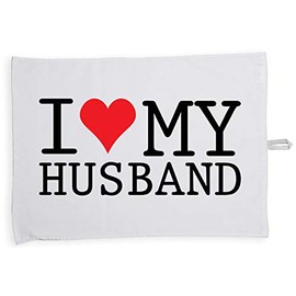 Hippowarehouse I Love My Husband Tea Towel Eco Printed Dish Cloth Kitchen accessory 50cmx70cm 100% Cotton