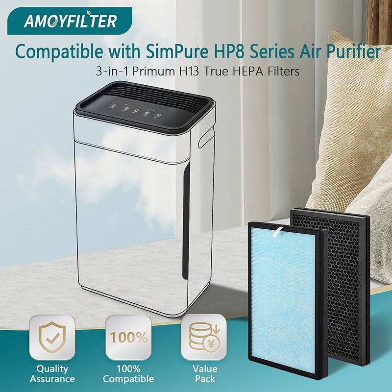AMOYFILTER 2 Pcs HP8 Replacement Filter Compatible with Simpure HP8
