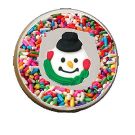 Oasis Supply Edible Fun Shapes | Edible Royal Icing Hand Painted Christmas Icing Faces | Decorate Cakes & Cookies | Size: 2.25" | Snowman Cookie Face, 4 Count