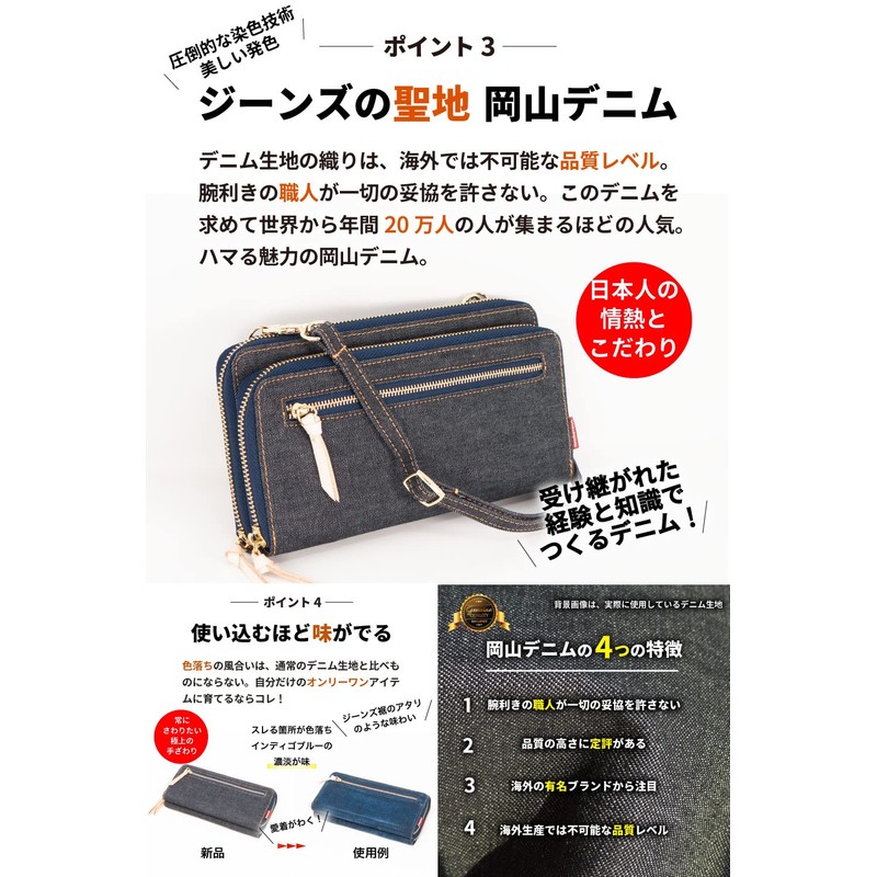 Need Network Women's Wallet Bag, Okayama Denim, Wallet Pochette, Smartphone
