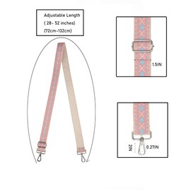 Crossbody Straps for Purses Silver Hardware Purse Strap Wide Shoulder Strap Adjustable Replacement,Retro Jacquard Embroidery for Shoulder Bags