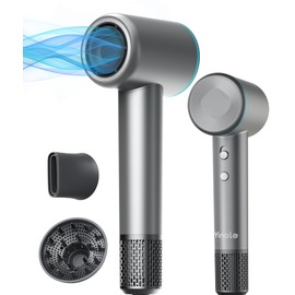 Hair Blow Dryer with Diffuser, Ionic Hair Dryer with 150000 RPM High-Speed Brushless Motor for Fast Drying, Professional Quiet Lightweight Travel Hair Dryer with Diffuser and Nozzle for Home