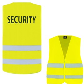 noTrash2003 noTrash2003 5 x SECURITY - ORDNER - BESUCHER - Sicherheitsweste nach EN ISO 20471:2013/A1:2016 Zertifiziert in Gelb Gr?ssenverstellbar 2 Reflektorstreifen Gross geschnitten (Security, XL/XXL)