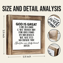 God is Great Sign, Home Kitchen Decor, Christian Kitchen Sign, Box Sign Wood Desk Sign Decor, Table Shelf Decoration for Kitchen, Dining Room Decor, Farmhouse Home Decor, Catholic Prayer Sign
