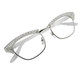 Circleperson Women Cat eye Reading glasses Rhinestone reader Vintage style Power +2.5