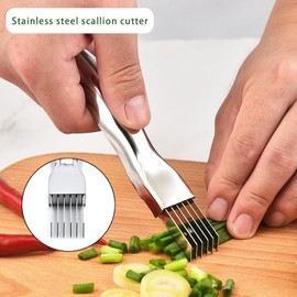 AYNKH Stainless Steel Onion Slicer, Chive Cutter, Onion Slicer, Vegetable Cutter for Carrots, Potatoes, Multifunctional Houseware Cutting Device